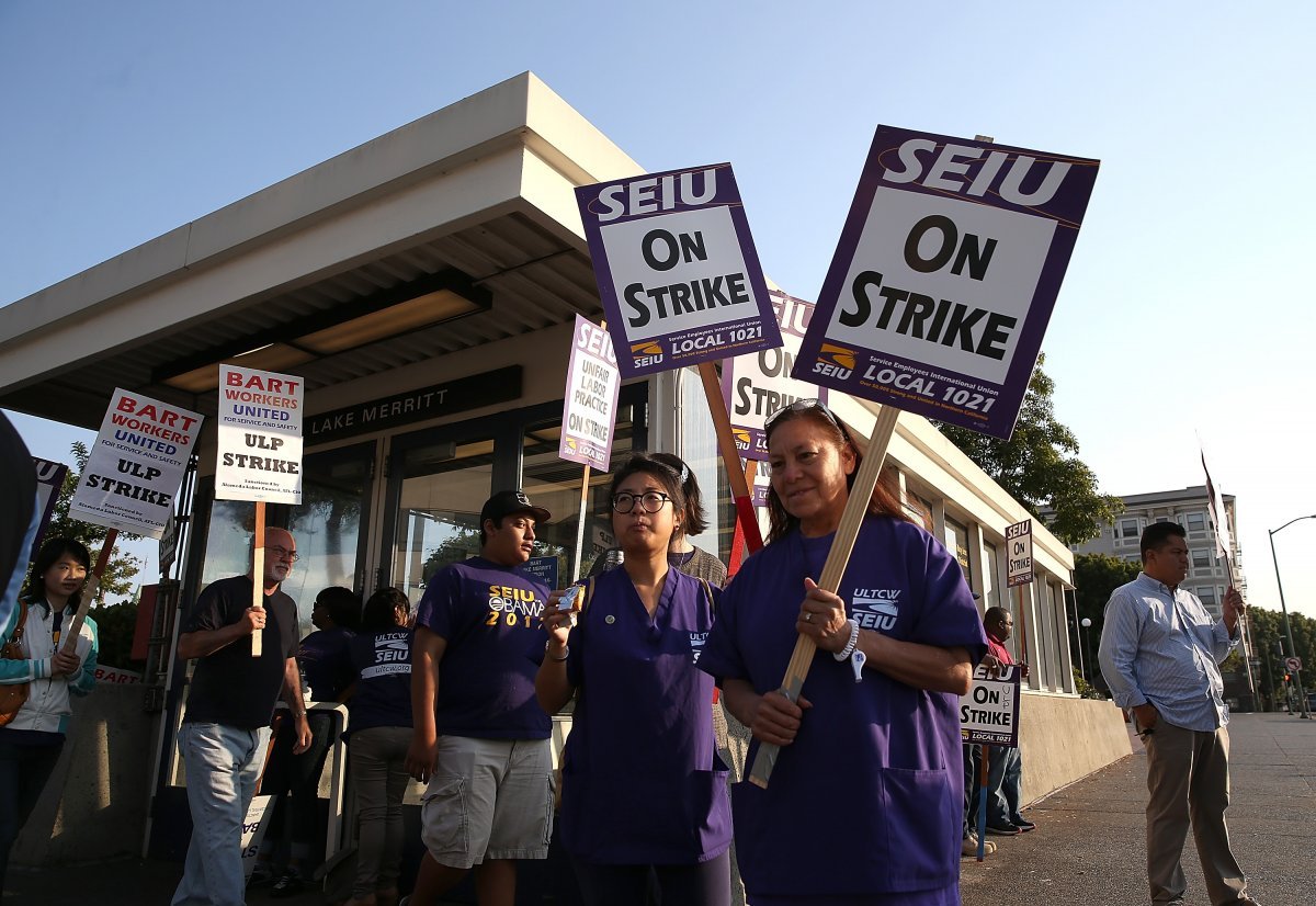 SEIU members protesting