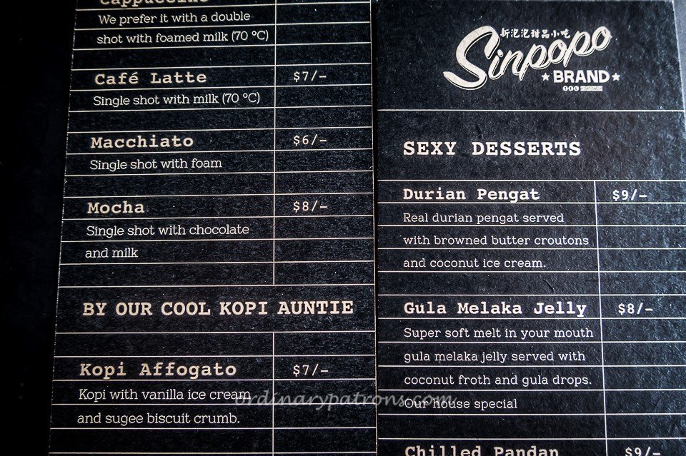 Sinpopo Menu